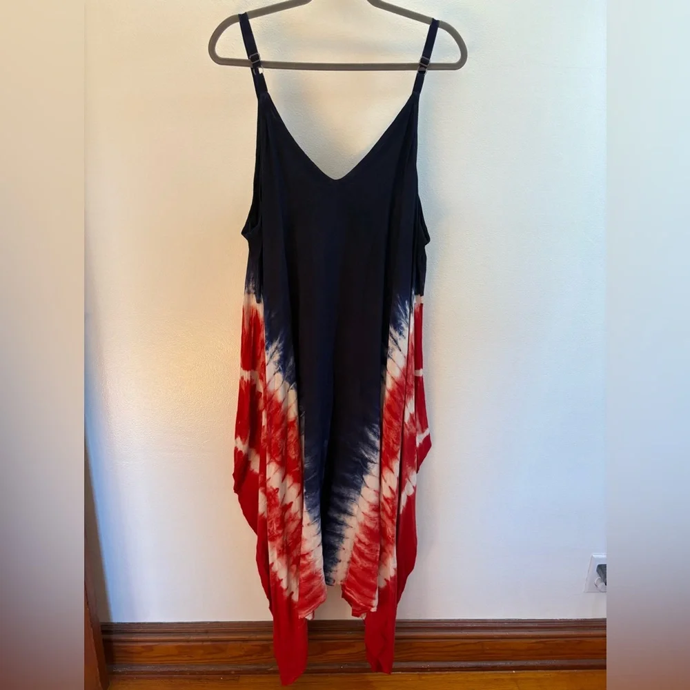 Shoreline American Flag Patriotic Tie Dye Bhatik Sundress 2XL - Picture 4 of 4